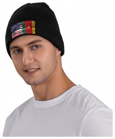 Us Cameroon America Flag Fashionable Knitted Hats Cozy Elegance for Men Women3 Black $10.55 Skullies & Beanies