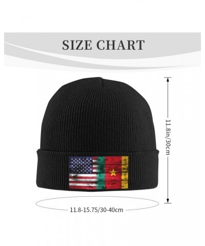 Us Cameroon America Flag Fashionable Knitted Hats Cozy Elegance for Men Women3 Black $10.55 Skullies & Beanies