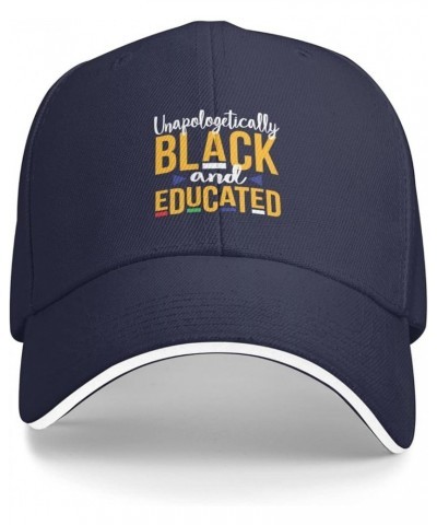 Black and Educated Men Womens Sandwich Hat Classic Adjustable Trucker Hat Dad Hat Black Navy Blue $16.46 Baseball Caps