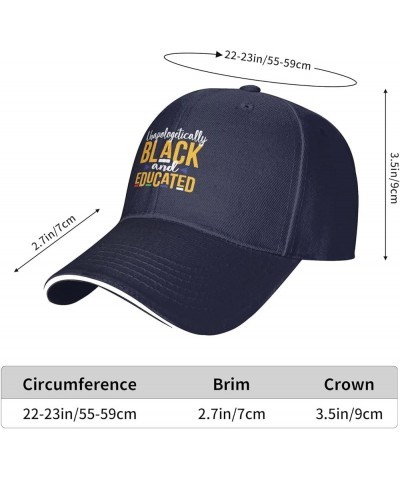 Black and Educated Men Womens Sandwich Hat Classic Adjustable Trucker Hat Dad Hat Black Navy Blue $16.46 Baseball Caps