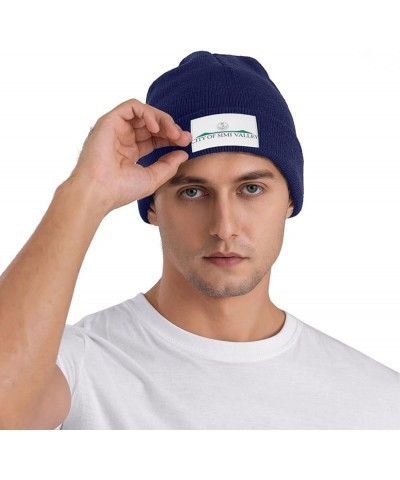 Logo of Simi Valley, California Beanie Hat for Men Women Hats Skull Cap Warm Cozy Knitted Caps Navy Blue $9.71 Skullies & Bea...