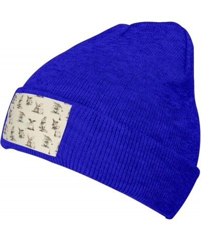 Rabbit Background Print Skullies Beanies Thin Bonnet Cap Autumn Winter Casual Hat Outdoor Ski Knit Cap Blue $11.87 Skullies &...