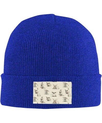 Rabbit Background Print Skullies Beanies Thin Bonnet Cap Autumn Winter Casual Hat Outdoor Ski Knit Cap Blue $11.87 Skullies &...