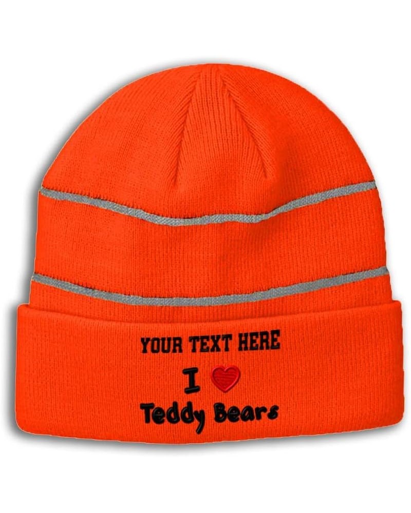 Custom Reflective Beanie I (Love) Teddy Bears Red Heart Hobbies Lovers High Visibility Running Gear Skull Cap for Men & Women...