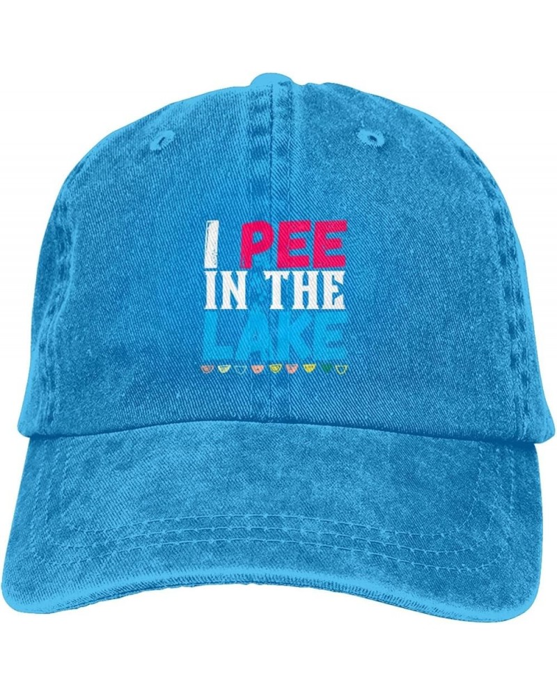 Funny I Pee in The Lake Trucker Hat Fun Summer Baseball Cap Black Snapback Dad Hat Blue $10.33 Baseball Caps