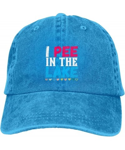 Funny I Pee in The Lake Trucker Hat Fun Summer Baseball Cap Black Snapback Dad Hat Blue $10.33 Baseball Caps