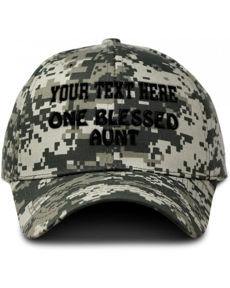 Custom Camo Baseball Cap 1 Blessed Aunt Blessed Family C Aunt Cotton Pixel Camo Personalized Text Here $15.29 Baseball Caps