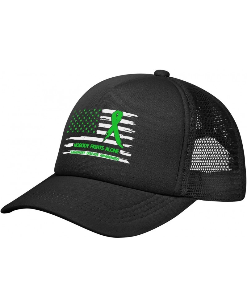 Sandhoff Disease Awareness USA American Flag Green Ribbon Baseball Cap Adjustable Casual Mesh Hats Duck Tongue Hat for Men Wo...