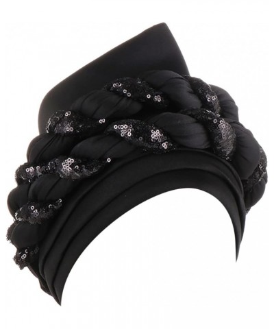 Womens Turban Caps Pre Twist Stylish Extra Headwraps Breathable Head Scarf Cancer Chemo Beanies Bandana Headwrap Cap Black $9...