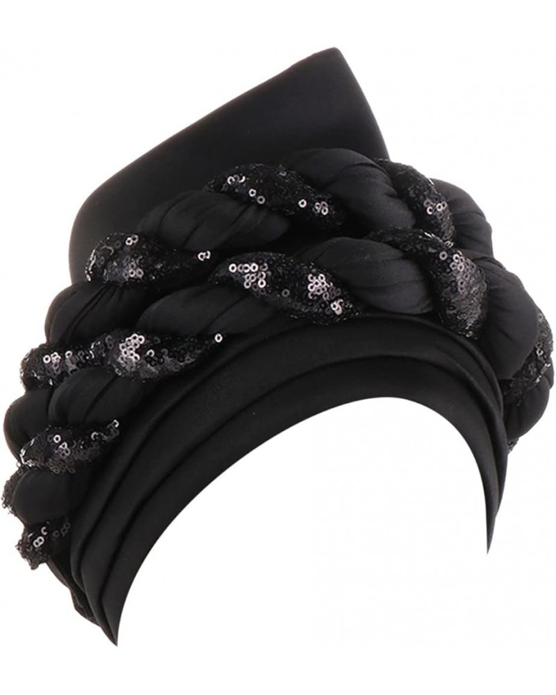 Womens Turban Caps Pre Twist Stylish Extra Headwraps Breathable Head Scarf Cancer Chemo Beanies Bandana Headwrap Cap Black $9...