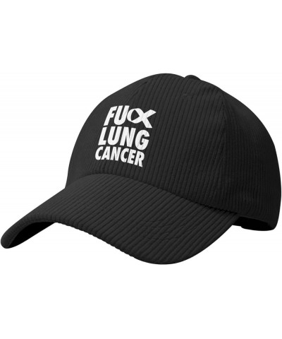 Fuck Lung Cancer Corduroy Baseball Cap Summer Casual Sun Cap for Women Men Black $17.77 Sun Hats