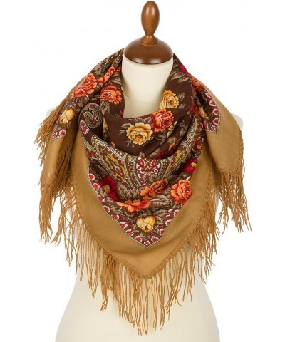 Russian Shawl 100% Wool 89x89 cm 35x35" Pashmina Scarf Wrap Wool Tassels 1696-16 $35.25 Scarves