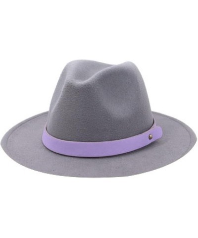 Womens Top Hat Fedoras Unisex Purple Leather Band Fedora Hats Lime Green Felt Fashion Orange Wide Brim Panama Cap Lim Green $...