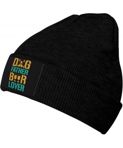 Dog Father Beer Lover Beanie Hat for Men Women Knit Skull Cap Warm Hats Black Knitted Caps Black $9.80 Skullies & Beanies