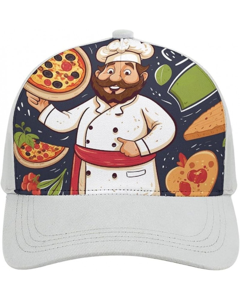 Baseball Cap,Chef Pizza Adjustable Baseball Hat,Personalized Trucker Caps,top Level Baseball Cap Gift for Men/Women Light Gra...