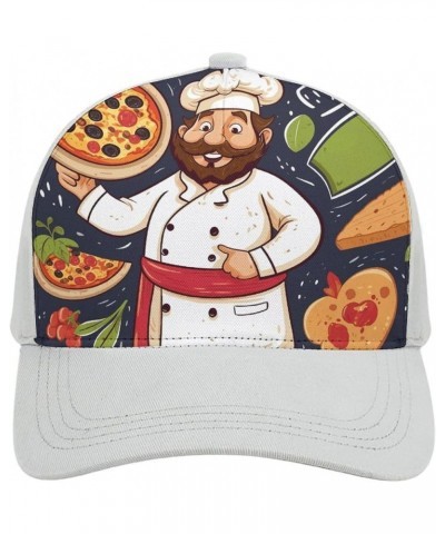 Baseball Cap,Chef Pizza Adjustable Baseball Hat,Personalized Trucker Caps,top Level Baseball Cap Gift for Men/Women Light Gra...