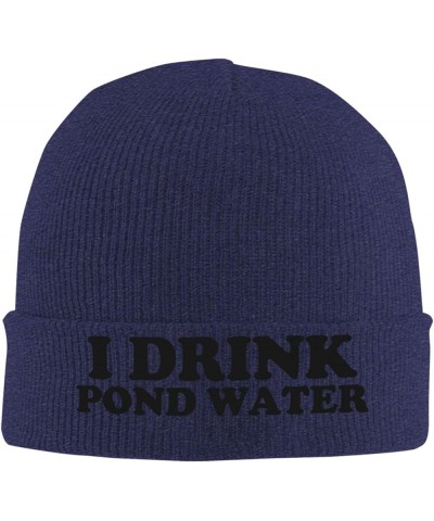 I Drink Pond Water Beanie Hat for Men Women Winter Hat Cuffed Knit Skull Cap Warm Ski Hats Navy Blue $9.23 Skullies & Beanies