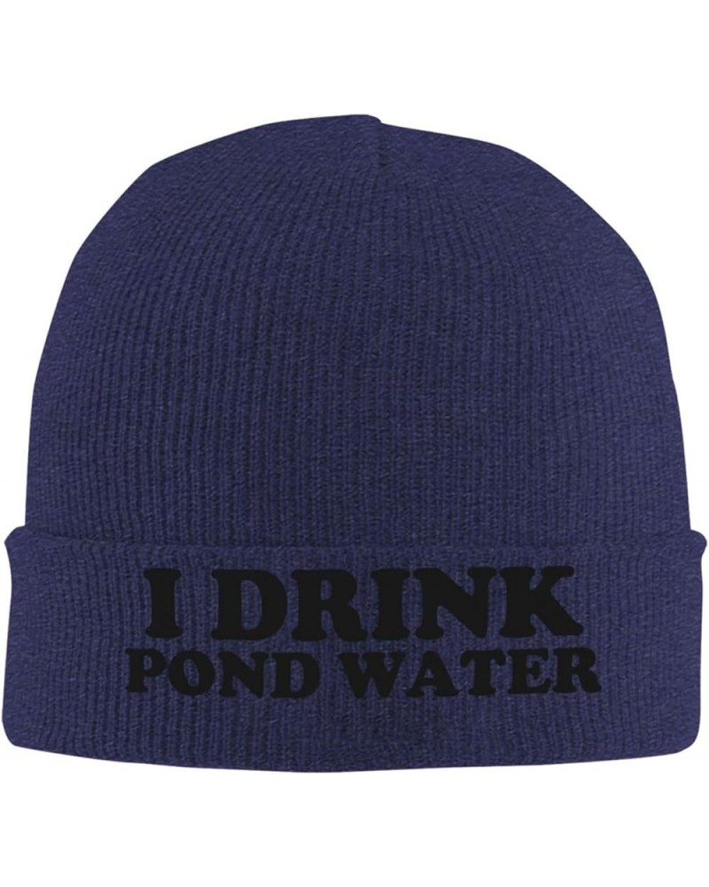 I Drink Pond Water Beanie Hat for Men Women Winter Hat Cuffed Knit Skull Cap Warm Ski Hats Navy Blue $9.23 Skullies & Beanies