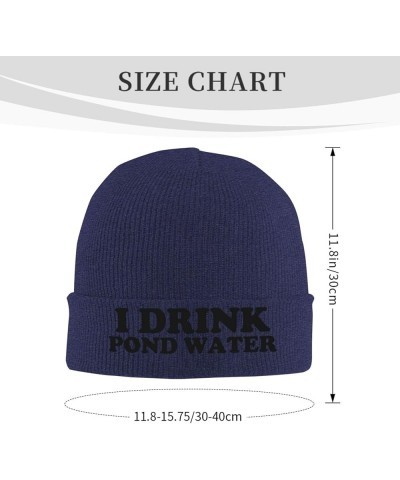 I Drink Pond Water Beanie Hat for Men Women Winter Hat Cuffed Knit Skull Cap Warm Ski Hats Navy Blue $9.23 Skullies & Beanies