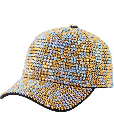 Women's Full Sparkle Studded Rhinestone Baseball Cap Gem Bling Ponycap Adjustable Trucker Hat Outdoors Sun Cap Colorful $13.1...