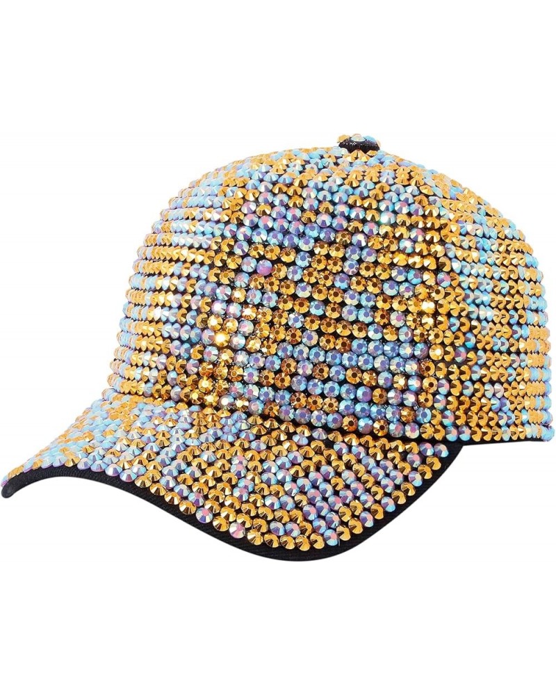 Women's Full Sparkle Studded Rhinestone Baseball Cap Gem Bling Ponycap Adjustable Trucker Hat Outdoors Sun Cap Colorful $13.1...