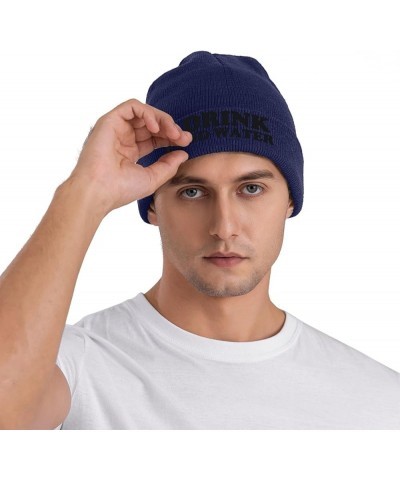 I Drink Pond Water Beanie Hat for Men Women Winter Hat Cuffed Knit Skull Cap Warm Ski Hats Navy Blue $9.23 Skullies & Beanies