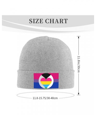 Bisexual Demiromantic Panromantic Pride Flag Knit Hats Winter Warm Chunky Beanie Hat for Men Women Gray $13.81 Skullies & Bea...