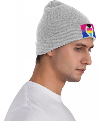 Bisexual Demiromantic Panromantic Pride Flag Knit Hats Winter Warm Chunky Beanie Hat for Men Women Gray $13.81 Skullies & Bea...