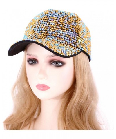 Women's Full Sparkle Studded Rhinestone Baseball Cap Gem Bling Ponycap Adjustable Trucker Hat Outdoors Sun Cap Colorful $13.1...