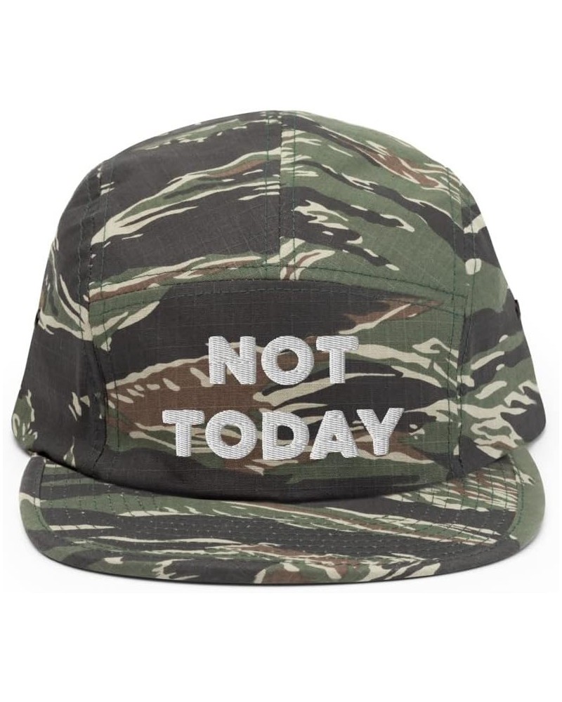 Not Today Hat (Embroidered Five Panel Cap) Green Tiger Camo $14.24 Baseball Caps