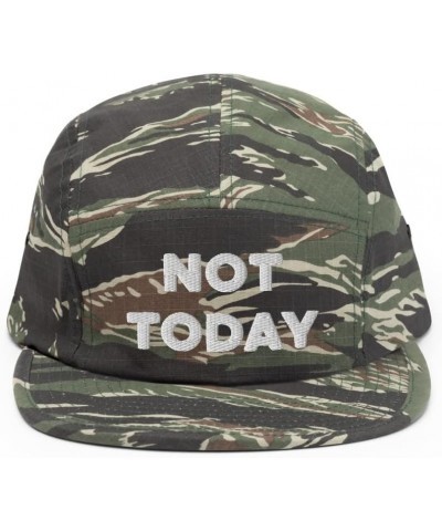 Not Today Hat (Embroidered Five Panel Cap) Green Tiger Camo $14.24 Baseball Caps