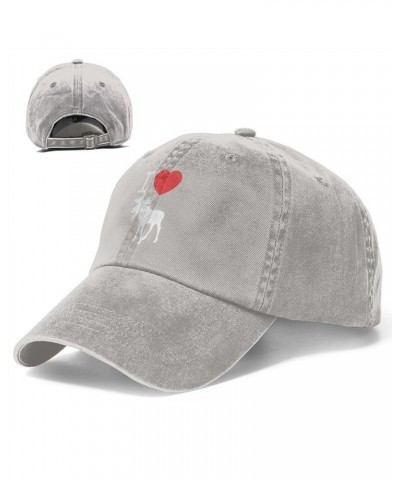 Men's Women's Adjustable Baseball Cap with I Love Moose Pattern, Low-Profile Design Snapback Classic Hat Gray $11.99 Baseball...