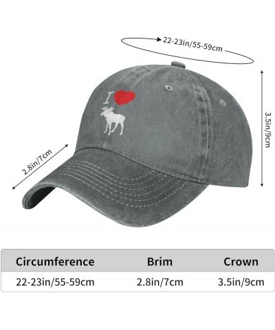 Men's Women's Adjustable Baseball Cap with I Love Moose Pattern, Low-Profile Design Snapback Classic Hat Gray $11.99 Baseball...