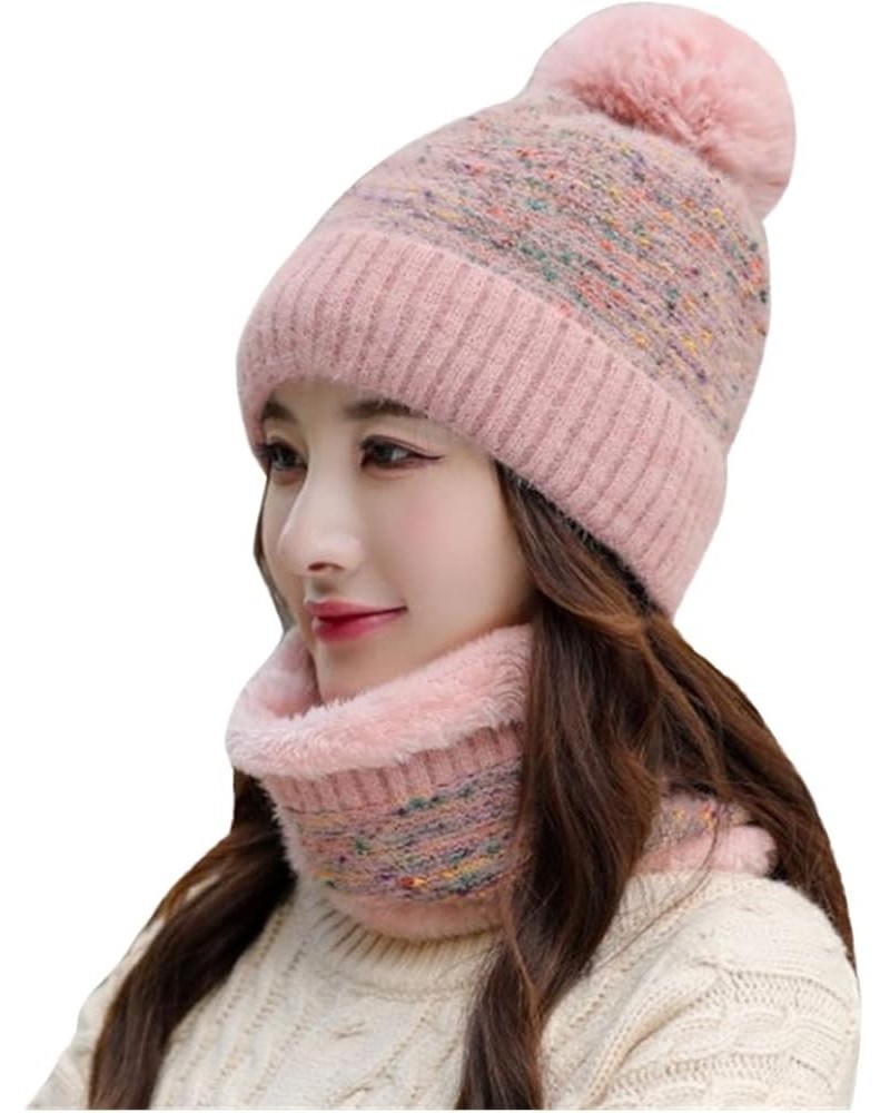 Scarf Cycling Thermal Winter Knitting Womens Flocking Warm Hat Add Hat Earmuffs Cold Weather Knit Caps Pink $10.72 Skullies &...