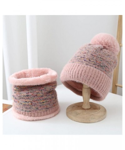 Scarf Cycling Thermal Winter Knitting Womens Flocking Warm Hat Add Hat Earmuffs Cold Weather Knit Caps Pink $10.72 Skullies &...