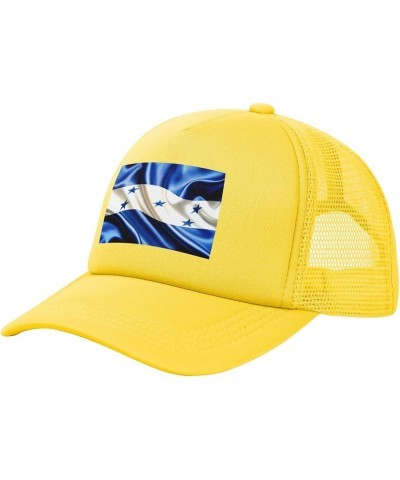 Trucker Hat Mesh Baseball Cap Adjustable Dad Hat Unisex Black Yellow $8.77 Baseball Caps