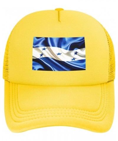 Trucker Hat Mesh Baseball Cap Adjustable Dad Hat Unisex Black Yellow $8.77 Baseball Caps