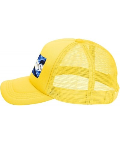 Trucker Hat Mesh Baseball Cap Adjustable Dad Hat Unisex Black Yellow $8.77 Baseball Caps