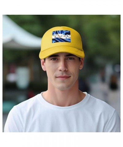 Trucker Hat Mesh Baseball Cap Adjustable Dad Hat Unisex Black Yellow $8.77 Baseball Caps