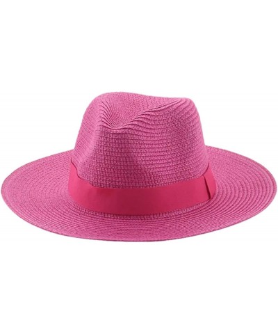 Womens Hats Bucket Sun Hats Ribbon Band Men Hat Straw Summer Panama Formal Outdoor Party Picnic Bucket Hat Rose Red $14.97 Su...