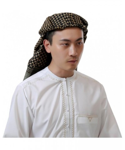 Arab Men's Shemagh Headscarf Muslim Hijab Headcover Headwrap Shawl Keffiyeh Islam Scarf Head Turban Brown Grid $10.70 Scarves