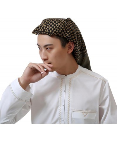 Arab Men's Shemagh Headscarf Muslim Hijab Headcover Headwrap Shawl Keffiyeh Islam Scarf Head Turban Brown Grid $10.70 Scarves