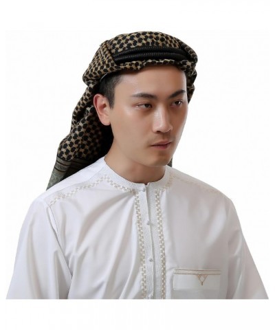 Arab Men's Shemagh Headscarf Muslim Hijab Headcover Headwrap Shawl Keffiyeh Islam Scarf Head Turban Brown Grid $10.70 Scarves