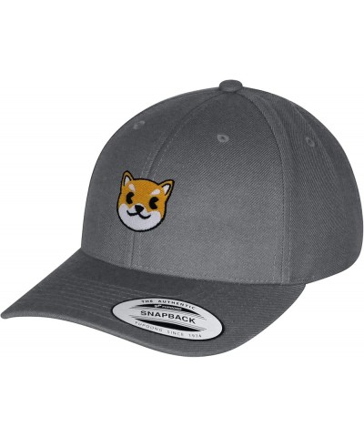 Shiba Curved Bill Snapback Outdoor Cap Dog Puppy Dark Grey $14.57 Baseball Caps