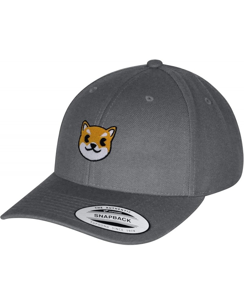 Shiba Curved Bill Snapback Outdoor Cap Dog Puppy Dark Grey $14.57 Baseball Caps