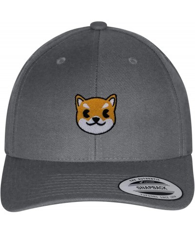 Shiba Curved Bill Snapback Outdoor Cap Dog Puppy Dark Grey $14.57 Baseball Caps