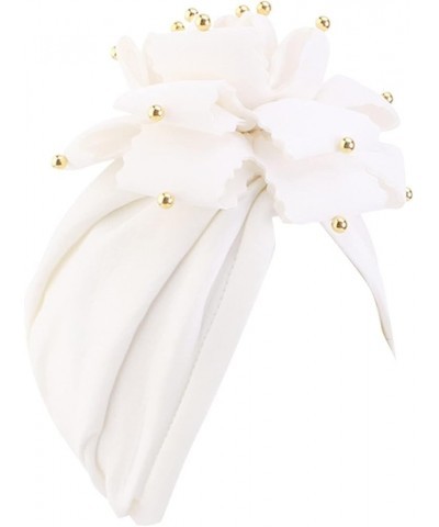 Women Turbans and Head Wraps African Turban Flower Knot Pre-Tied Bonnet Beanie Cap Headwrap White $6.89 Skullies & Beanies