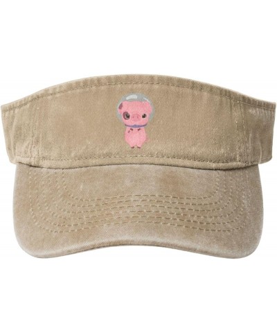 Cute Little Piggy Astronaut Sun Visor Hats for Women Men Adjustable Sports Sun Hats Cotton Golf Cap Natural $9.95 Sun Hats