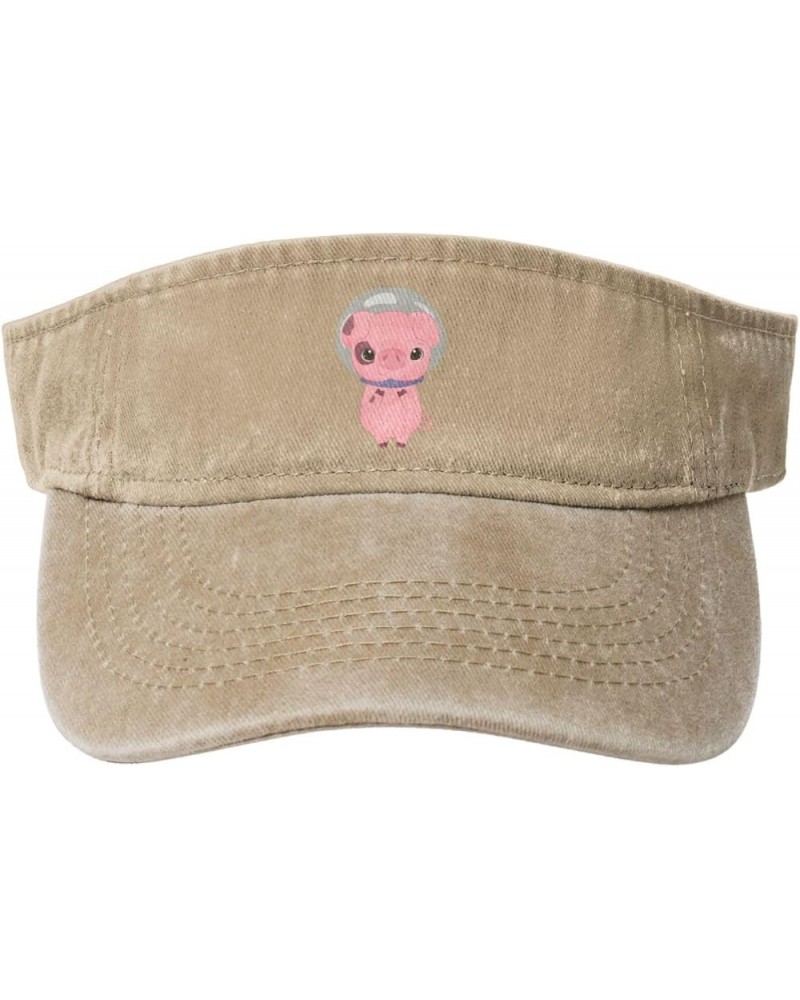 Cute Little Piggy Astronaut Sun Visor Hats for Women Men Adjustable Sports Sun Hats Cotton Golf Cap Natural $9.95 Sun Hats