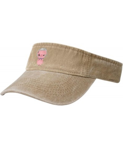 Cute Little Piggy Astronaut Sun Visor Hats for Women Men Adjustable Sports Sun Hats Cotton Golf Cap Natural $9.95 Sun Hats